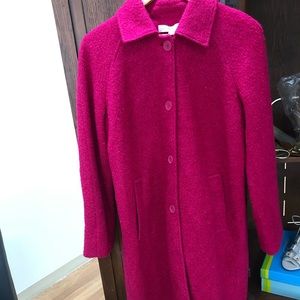Pink long button coat with pockets